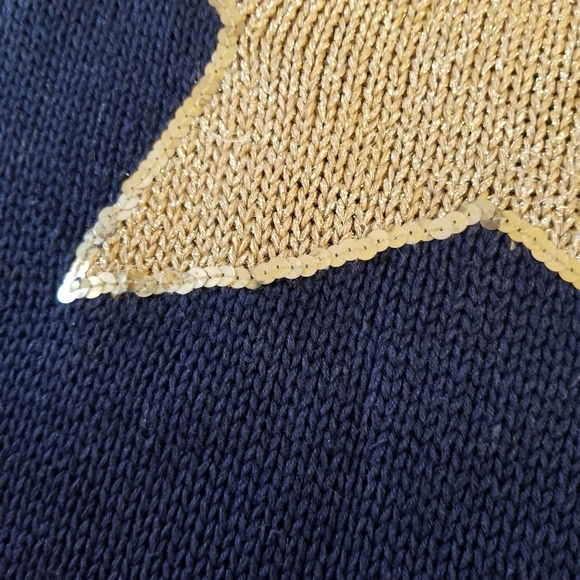 VTG navy & gold mock turtleneck knit pullover sweater - Picture 5 of 6